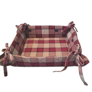 Plaid Bread Basket Liner 8”x 8” Baking Dish Holder American Flag